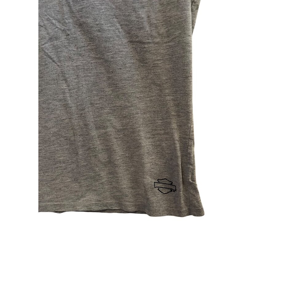 Harley Davidson Gray Tee Short Sleeve Tshirt Cutout Neck Women's Size L Y2K - Picture 6 of 6